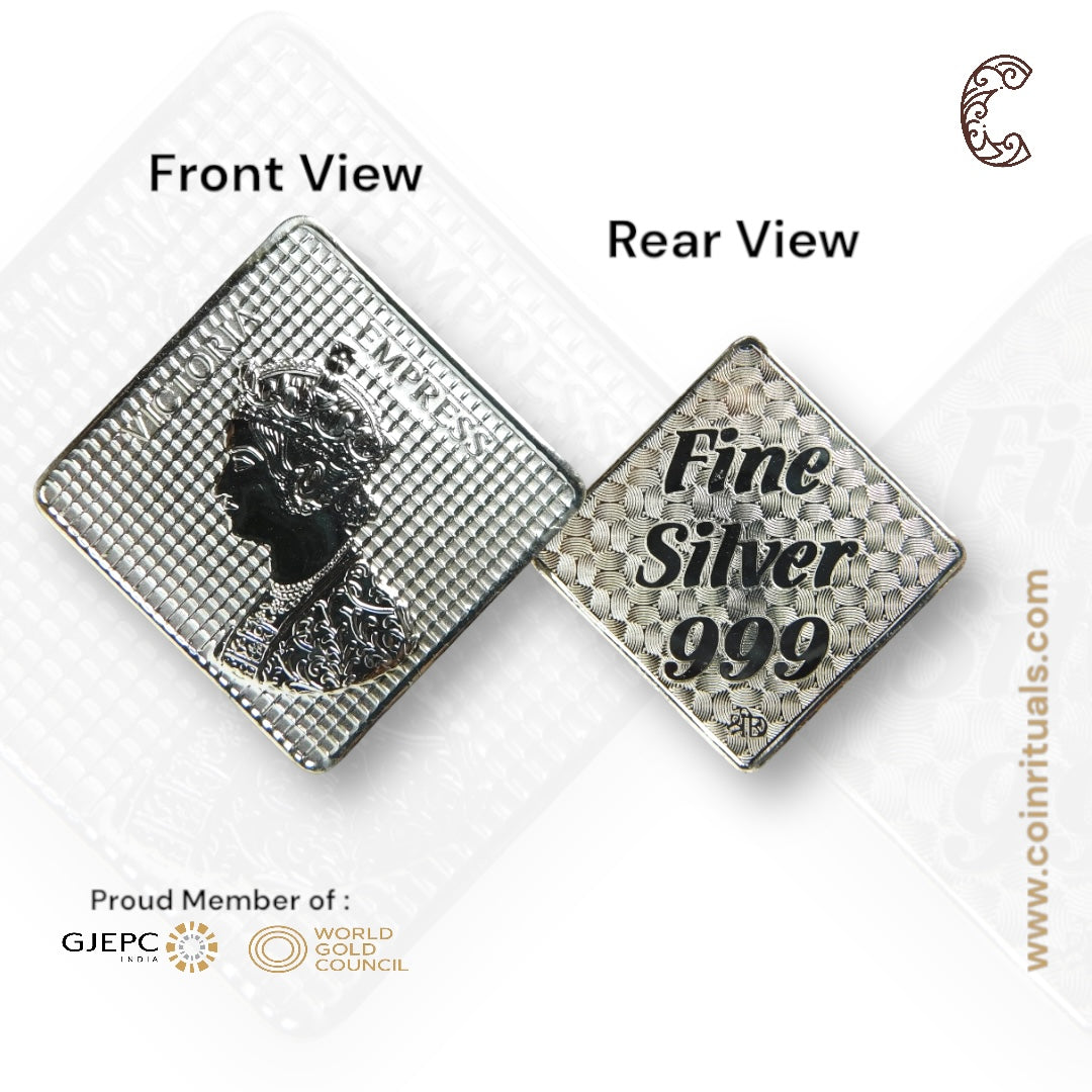 Queen Victoria - 3D Silver Coin 24KT Purity 999 Round Shape - Backside Fine Silver - Coin Rituals