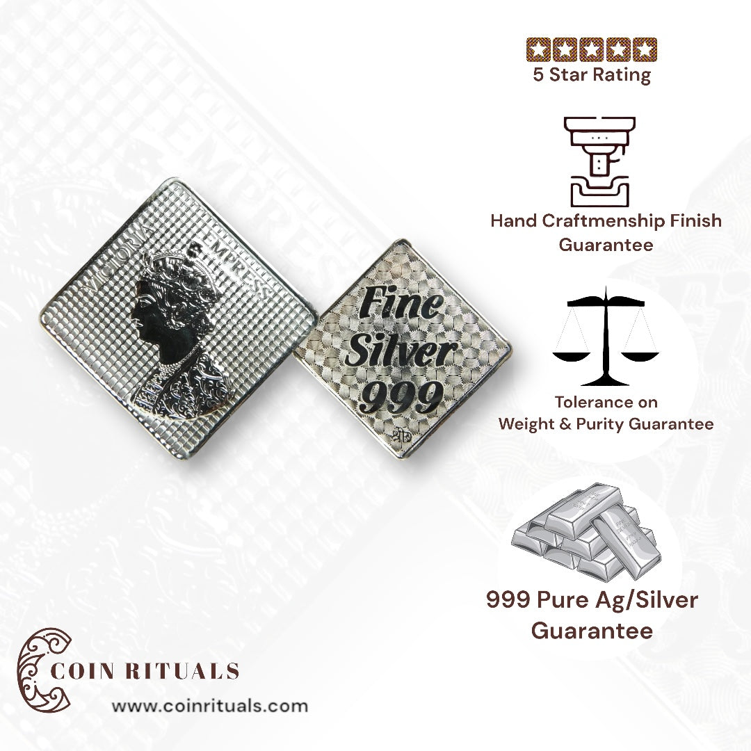 Queen Victoria - 3D Silver Coin 24KT Purity 999 Round Shape - Backside Fine Silver - Coin Rituals