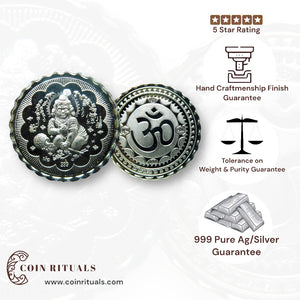 God Laddu Gopal - 3D Silver Coin 24KT Purity 999 Round Shape - Backside Om - Coin Rituals