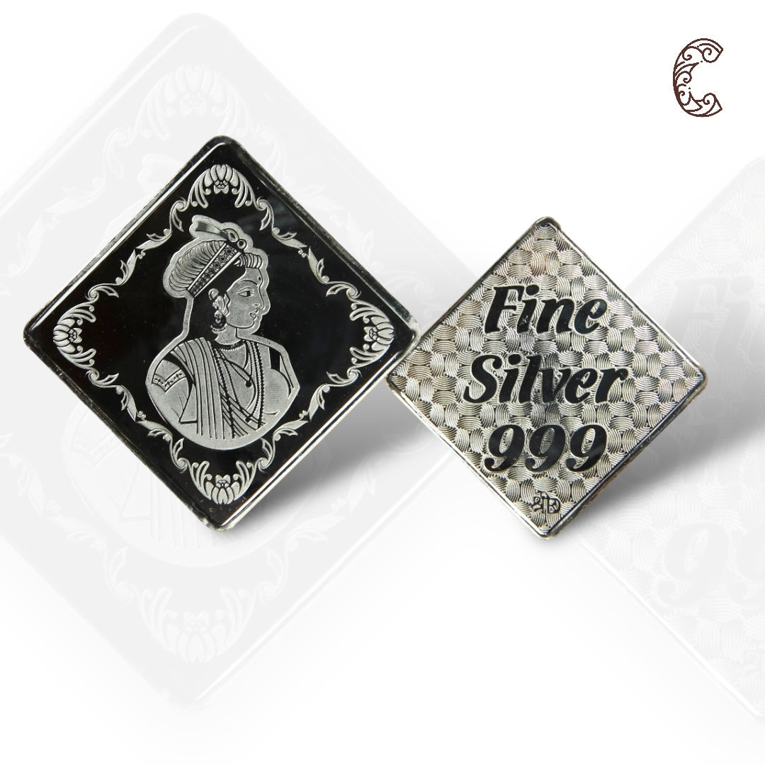 Raja Rani - 3D Silver Coin 24KT Purity 999 Oval Shape - Backside Fine Silver - Coin Rituals