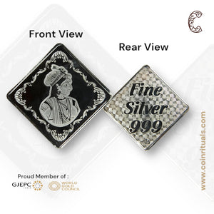 Raja Rani - 3D Silver Coin 24KT Purity 999 Oval Shape - Backside Fine Silver - Coin Rituals
