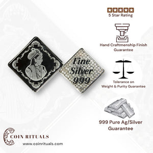 Raja Rani - 3D Silver Coin 24KT Purity 999 Oval Shape - Backside Fine Silver - Coin Rituals