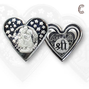 Goddess Radha & Krishna - 3D Silver Coin 24KT Purity 999 Round Shape - Backside Shree - Coin Rituals