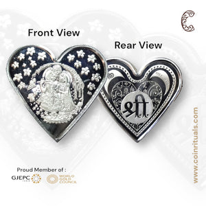 Goddess Radha & Krishna - 3D Silver Coin 24KT Purity 999 Round Shape - Backside Shree - Coin Rituals