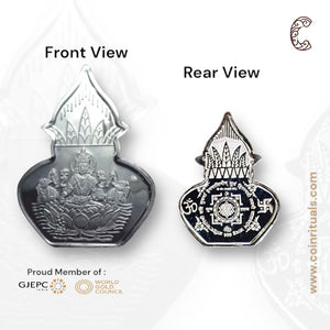 Goddess Lakshmi - 3D Silver Coin 24KT Purity 999 Round Shape - Backside Shree Yantra - Coin Rituals