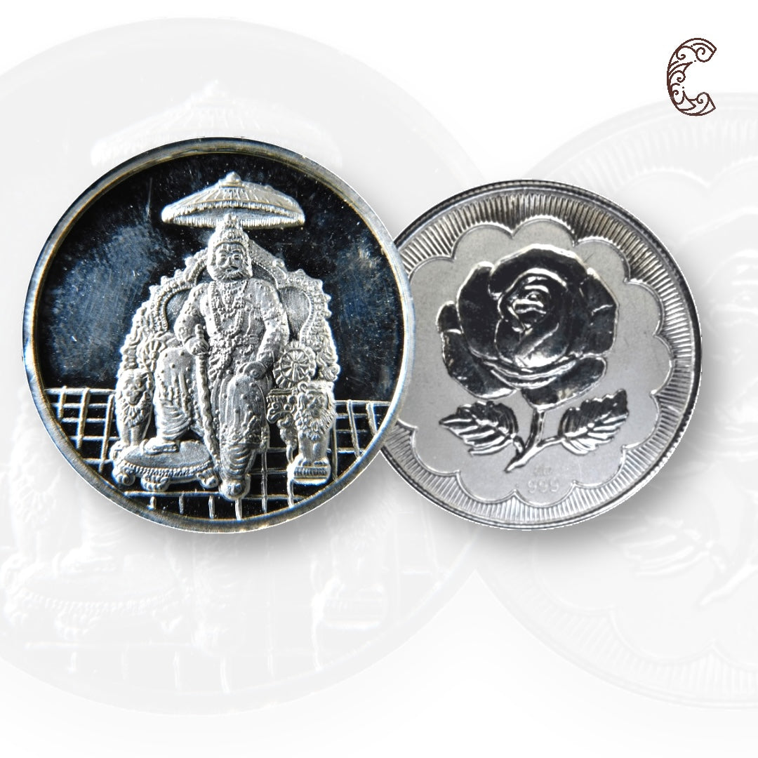 Maharaj Agrasen - 3D Silver Coin 24KT Purity 999 Round Shape - Backside Shree - Coin Rituals