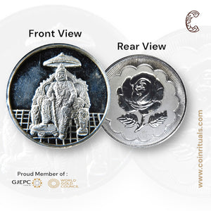 Maharaj Agrasen - 3D Silver Coin 24KT Purity 999 Round Shape - Backside Shree - Coin Rituals