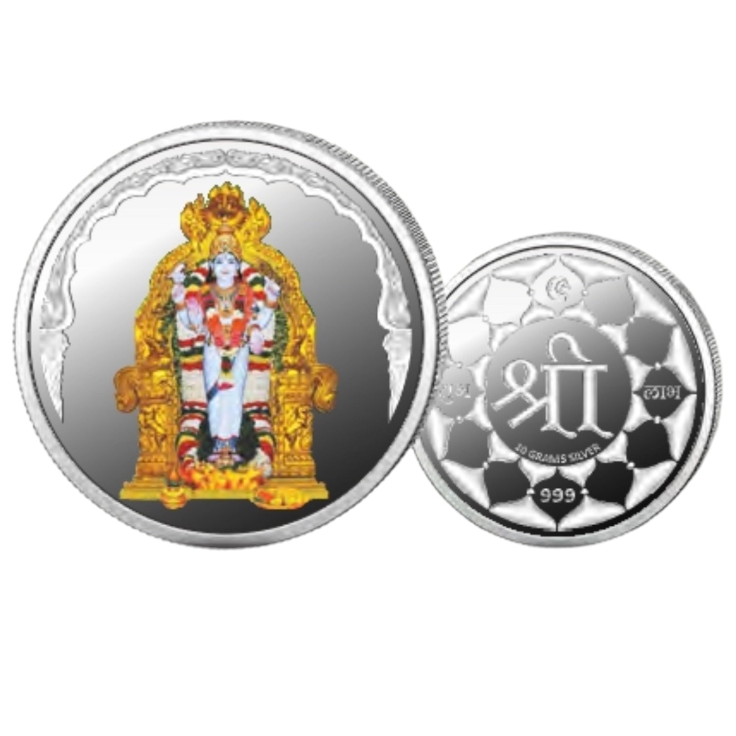 Vasavi Mata- Color Fine Silver Coin Purity 999 Round Shape - Backside Shree - Coin Rituals