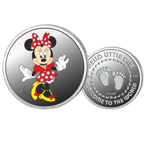 Mini Mouse- Color Fine Silver Coin Purity 999 Round Shape - Backside Baby Feet - Coin Rituals